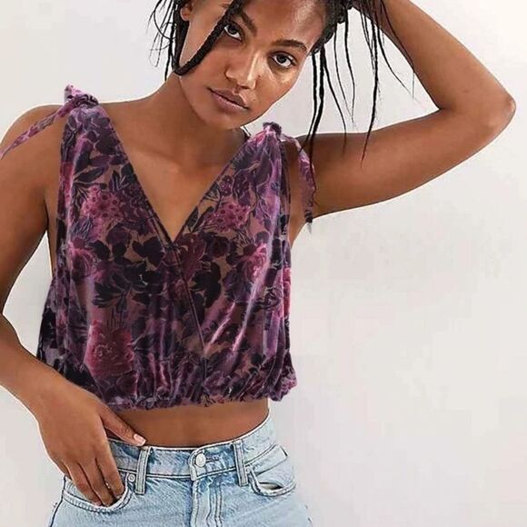 Free People Tied To You Floral Velvet Tank size S - Picture 1 of 2